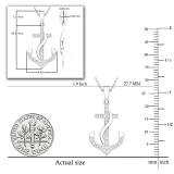 Round White Diamond Ribbon Anchor Pendant For Women (0.05 ctw, Color I-J, Clarity I2-I3) | 10K White Gold