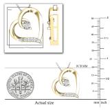 Round White Diamond Tilted Heart Pendant for Women (0.10 ctw Color I-J Clarity I1-I2) | 14K Yellow Gold