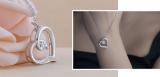 Round White Diamond Tilted Heart Pendant for Women (0.10 ctw Color I-J Clarity I2-I3) | 925 Sterling Silver