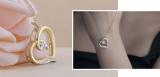Round White Diamond Tilted Heart Pendant for Her (0.10 ctw Color I-J Clarity I1-I2) | 14K Yellow Gold
