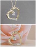 Round White Diamond Tilted Heart Pendant for Her (0.10 ctw Color I-J Clarity I1-I2) | 14K Yellow Gold