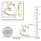 Round White Diamond Tilted Heart Pendant for Her (0.10 ctw Color I-J Clarity I1-I2) | 14K Yellow Gold