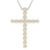 White Diamonds Faithful Cross Pendant for Women (0.24 ctw, Color I-J, Clarity I1-I2) | 14K Yellow Gold