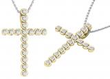 White Diamonds Faithful Cross Pendant for Women (0.24 ctw, Color I-J, Clarity I1-I2) | 14K Yellow Gold