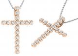 White Diamonds Faithful Cross Pendant for Women (0.24 ctw, Color I-J, Clarity I1-I2) | 18K Rose Gold