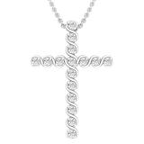 White Diamonds Faithful Cross Pendant for Women (0.24 ctw, Color I-J, Clarity I2-I3) | 925 Sterling Silver