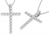 White Diamonds Faithful Cross Pendant for Women (0.24 ctw, Color I-J, Clarity I2-I3) | 925 Sterling Silver
