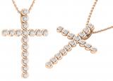 White Diamonds Faithful Cross Pendant for Her (0.24 ctw, Color I-J, Clarity I1-I2) | 10K Rose Gold