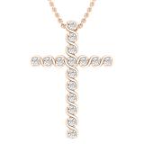White Diamonds Faithful Cross Pendant for Her (0.24 ctw, Color I-J, Clarity I1-I2) | 18K Rose Gold