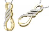 Round White Diamond Triple Twist Infinity Loop Flame Pendant for her (0.12 ctw, Color I-J, Clarity I1-I2) | 14K Yellow Gold