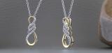 Round White Diamond Triple Twist Infinity Loop Flame Pendant for her (0.12 ctw, Color I-J, Clarity I1-I2) | 14K Yellow Gold