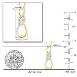Round White Diamond Triple Twist Infinity Loop Flame Pendant for her (0.12 ctw, Color I-J, Clarity I1-I2) | 14K Yellow Gold