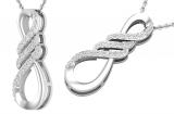 Round White Diamond Triple Twist Infinity Loop Flame Pendant for her (0.12 ctw, Color I-J, Clarity I2-I3) | 925 Sterling Silver