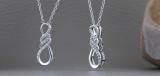 Round White Diamond Triple Twist Infinity Loop Flame Pendant for her (0.12 ctw, Color I-J, Clarity I2-I3) | 925 Sterling Silver