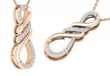 Round White Diamond Triple Twist Infinity Symbol Pendant for Women (0.11 ctw, Color I-J, Clarity I1-I2) | 18K Rose Gold