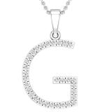 0.26 Carat (ctw) White Diamond Capital G Initial Pendant for Women with 18 Inch Silver Chain | 10K White Gold