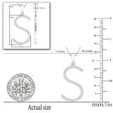 0.26 Carat (ctw) White Diamond Capital S Initial Pendant for Women with 18 Inch Silver Chain in 10K White Gold