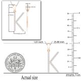 0.25 Carat (ctw) White Diamond Capital K Initial Pendant for Women with 18 Inch Silver Chain | 18K Rose Gold