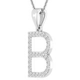 0.26 Carat (ctw) White Diamond Capital B Initial Pendant for Women with 18 Inch Silver Chain | 18K White Gold