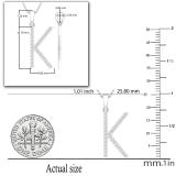 0.25 Carat (ctw) White Diamond Capital K Initial Pendant for Women with 18 Inch Silver Chain | 18K White Gold