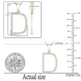 0.26 Carat (ctw) White Diamond Capital D Initial Pendant for Women with 18 Inch Silver Chain | 18K Yellow Gold