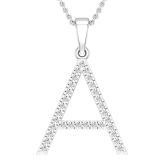 0.26 Carat (ctw) White Diamond Capital A Initial Pendant for Women with 18 Inch Silver Chain | 925 Sterling Silver