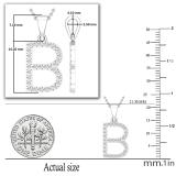 0.26 Carat (ctw) White Diamond Capital B Initial Pendant for Women with 18 Inch Silver Chain | 925 Sterling Silver