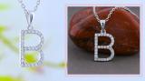 0.26 Carat (ctw) White Diamond Capital B Initial Pendant for Women with 18 Inch Silver Chain | 925 Sterling Silver
