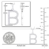 0.26 Carat (ctw) White Diamond Capital B Initial Pendant for Women with 18 Inch Silver Chain | 925 Sterling Silver