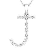0.25 Carat (ctw) White Diamond Capital J Initial Pendant for Women with 18 Inch Silver Chain in 925 Sterling Silver