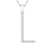 0.25 Carat (ctw) White Diamond Capital L Initial Pendant for Women with 18 Inch Silver Chain | 925 Sterling Silver