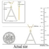 0.26 Carat (ctw) White Diamond Capital A Initial Pendant for Women with 18 Inch Gold Chain | 14K Yellow Gold