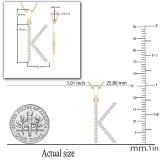 0.25 Carat (ctw) White Diamond Capital K Initial Pendant for Women with 18 Inch Gold Chain | 14K Yellow Gold