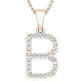 0.26 Carat (ctw) White Diamond Capital B Initial Pendant for Women with 18 Inch Gold Chain | 18K Rose Gold