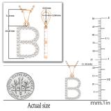 0.26 Carat (ctw) White Diamond Capital B Initial Pendant for Women with 18 Inch Gold Chain | 18K Rose Gold