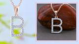 0.26 Carat (ctw) White Diamond Capital B Initial Pendant for Women with 18 Inch Gold Chain | 18K Rose Gold