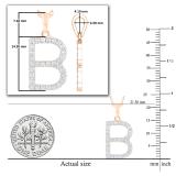 0.26 Carat (ctw) White Diamond Capital B Initial Pendant for Women with 18 Inch Gold Chain | 18K Rose Gold