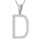 0.26 Carat (ctw) White Diamond Capital D Initial Pendant for Women with 18 Inch Gold Chain | 18K White Gold