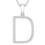 0.26 Carat (ctw) White Diamond Capital D Initial Pendant for Women with 18 Inch Gold Chain | 18K White Gold