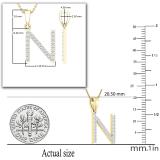 0.25 Carat (ctw) White Diamond Capital N Initial Pendant for Women with 18 Inch Gold Chain | 18K Yellow Gold
