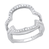0.34 Carat (ctw) Round White Diamond Enhancer Double Guard Wrap Band Ring 1/3 CT | 10K White Gold