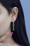 Round White Diamond Paper Clip Link Linear Drop Earrings (0.15 ctw, Color I-J, Clarity I2-I3) in 925 Sterling Silver