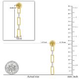 Round White Diamond Paper Clip Link Linear Drop Earrings (0.15 ctw, Color I-J, Clarity I2-I3) in 14K Yellow Gold Plated Over Sterling Silver