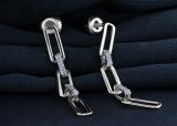 Round White Diamond Paper Clip Link Linear Drop Earrings (0.15 ctw, Color I-J, Clarity I2-I3) in 925 Sterling Silver