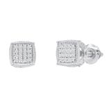 0.17 Carat (ctw) Round Diamond Cushion Shape Cluster Filigree Style Screw Back Stud Earrings for Her | 925 Sterling Silver