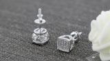 0.17 Carat (ctw) Round Diamond Cushion Shape Cluster Filigree Style Screw Back Stud Earrings for Her | 925 Sterling Silver