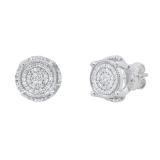 0.17 Carat (ctw) Round Diamond Circle Shape Cluster Screw Back Stud Earrings for Women | 925 Sterling Silver