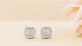 Round White Diamond Congregate Core Enclosed Borderline Fashion Pushback Stud Earrings for Her (0.10 ctw, Color I-J, Clarity I2-I3) | 10K White Gold
