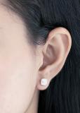 Round White Diamond Congregate Core Enclosed Borderline Fashion Pushback Stud Earrings for Her (0.10 ctw, Color I-J, Clarity I2-I3) | 10K White Gold