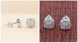 Round White Diamond Congregate Core Enclosed Borderline Fashion Screwback Stud Earrings for Her (0.10 ctw, Color I-J, Clarity I2-I3) | 925 Sterling Silver
